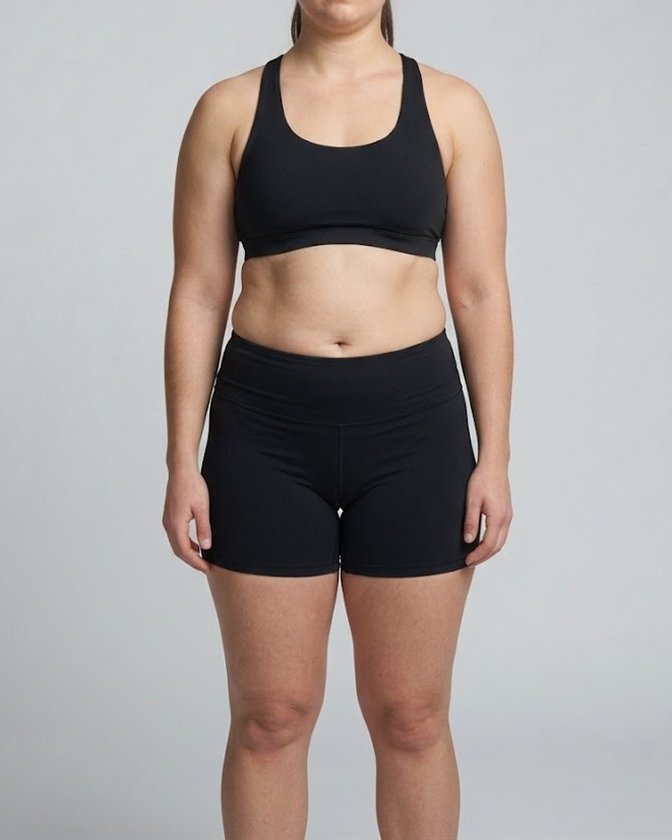 A woman at about 35% body fat